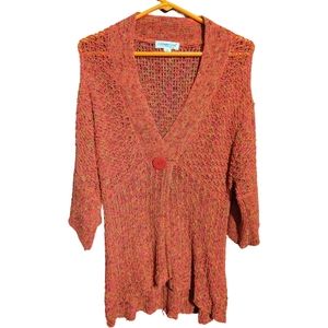 Coldwater Creek Medium Hi-Lo Crochet Sweater Pre-Loved Pink/Orange/Green/Yellow